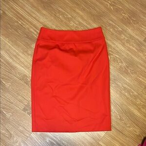 J. Crew Red Pencil Skirt Knee-Length Workwear lined size 2